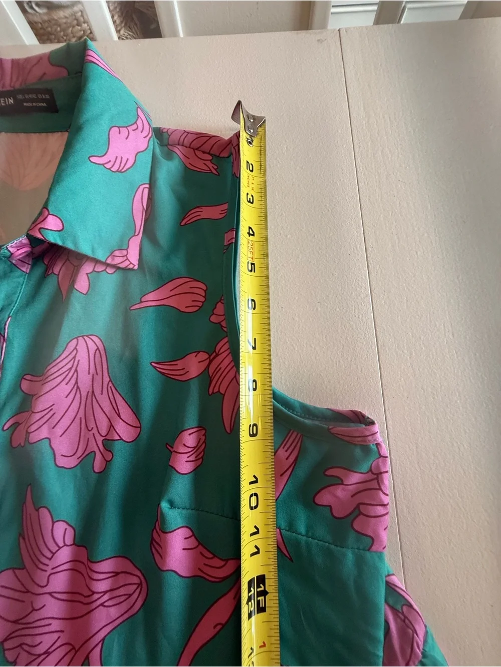 Woman's SHEIN Green Sleeveless Dress with Pink Floral Print large